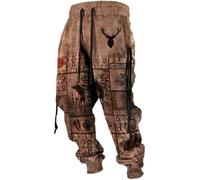 Moda da uomo, stampa 3D, coulisse elastica, sport, casual, pantaloni moderni per il tempo libero, con tessuto traspirante, per il comfort quotidiano, caffè, 4XL