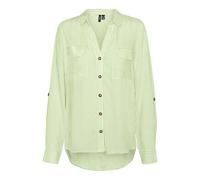 Moda Donna Camicia Camicetta Casual c/Poche Torace Regular Stretch 3/4 Manica Top Maglia, Colore:Verde Chiaro, Taglia:L