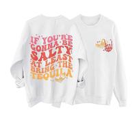 Moda Donna Fun SE YOU RE GONNA BE Etter Stampa Girocollo Felpa Cotone Maglioni di Natale Donne, bianco, S