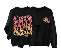 Moda Donna Fun SE YOU RE GONNA BE Etter Stampa Girocollo Felpa Cotone Maglioni di Natale Donne, Nero , S