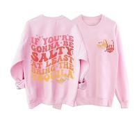Moda Donna Fun SE YOU RE GONNA BE Etter Stampa Girocollo Felpa Cotone Maglioni di Natale Donne, Rosso, L