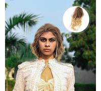 Moda donna parrucca corta riccia lunghezza spalla sfumata parrucche capelli