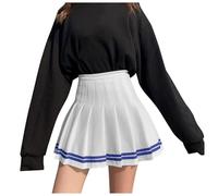 Moda Donna Plaid Pieghettato A Linea Gonna Burnout Vita Alta Gonna Corta, Blu, L