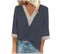Moda Donna Primavera Estate Tinta Unita Maglia Jacquard Scollo a V Maniche Divise Casual T-shirt Top (2) Tessuto Pantaloncini Donna, grigio scuro, L