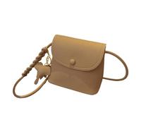 Moda donna tinta unita piccola borsa a tracolla singola borsa a tracolla piccola elefante decorativo in pelle morbida borsa trasparente tote bag, Marrone, Taglia unica