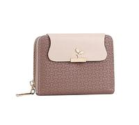 Moda Donne ID Breve Portafoglio Tinta Unita Borsa Cerniera Borsa Multiple Slot per Schede Pochette Viaggio Passaporto Portafoglio, Marrone, Taglia unica