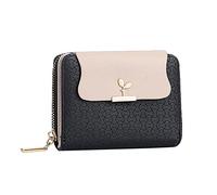 Moda Donne ID Breve Portafoglio Tinta Unita Borsa Cerniera Borsa Più Slot per Schede Pochette Nota 8 Custodia Portafoglio con Cerniera, Nero , Taglia unica