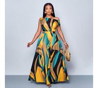 Moda elegante per primavera ed estate, taglia curvy, casual per pendolarismo, con spalle inclinate, maniche corte, gonna ampia in vita, stile casual chic per strada, vacanza al mare, appuntamenti, via