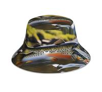 Moda Estate Cappello,Brook Trout Fly Fishing Pattern Coppola da Pesca Pieghevole Cappello da Pesca per Donna Estivo Campeggio