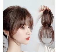 Moda Frangia finta, strumenti for lo styling dei capelli, extension con clip, frangia finta in capelli sintetici Per appuntamenti(Brown Black)
