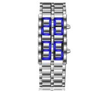 Moda Full Metal Digital Lava Orologio Da Polso Uomini Display LED Orologi Regali per Uomo Famale Sport Creativo Orologio, Argento blu, moderno