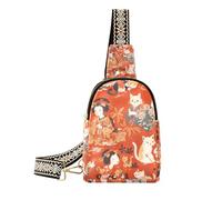 Moda Giapponese Gatto Geisha Donna Rosso Viaggio Fanny Pack Moda Borse a tracolla per le donne per il viaggio, Gatto Giapponese Geisha Donna Rosso, 1 size