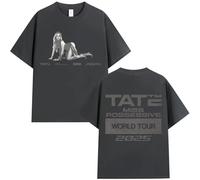 Moda Grafica Tate McRae Maniche Corte Cotone Tshirt Unisex Fit Girocollo Stile Hip Hop Oversize Abbigliamento Casual (Grey,XXL)
