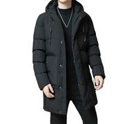 Moda invernale Gioventù Medio E Lungo Vestiti Versione Degli Uomini Popolare Pane Giù Cotone Addensato Cappotto Caldo, nero, Large