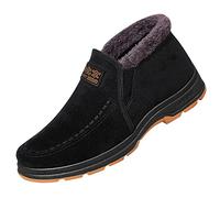 Moda Inverno Uomini Stivali Da Neve Degli Uomini Casual Scarpe Da Neve Camoscio Stivaletti Slip On Stivali Invernali Con Pelliccia Calda Foderato Scarpe Impermeabili Per Gli Uomini Trekking Boot, Nero