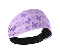 Moda Lilla Farfalle Umidità Traspirante ampie fasce per le donne Elastiche larghe fasce per capelli da donna per escursionismo Ciclismo bandas para el cabello deportivas
