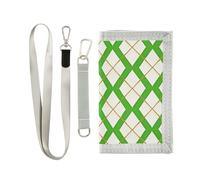 Moda Limone Verde A Scacchi Plaid Buffalo Oro trifold mens portafoglio da viaggio cool regali Trendy colorato trifold portafoglio per gli uomini con cordino billetera minimalista para hombre, Moda