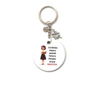 MODA MavillA Portachiavi Maestro e Maestra con Quadrifoglio, Ciondolo con Messaggio di Ringraziamento, confezione regalo inclusa (Maestra)