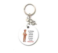 MODA MavillA Portachiavi Maestro e Maestra con Quadrifoglio, Ciondolo con Messaggio di Ringraziamento, confezione regalo inclusa (Maestro)