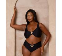 Moda Minx Curve x Alessa Tyrrell-Charles - Pantaloni a vita alta neri con stelle marine-Nero 56