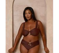 Moda Minx Curve x Alessa Tyrrell-Charles - Slip bikini a vita alta color caffè con dettaglio a cerchio-Marrone 54