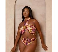 Moda Minx Curve x Alessa Tyrrell-Charles - Slip bikini a vita alta con stampa floreale e perline multicolore 50