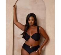 Moda Minx Curve x Alessa Tyrrell-Charles - Slip bikini a vita alta neri con dettaglio in metallo-Nero 52
