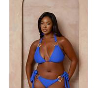 Moda Minx Curve x Alessa Tyrrell-Charles - Slip bikini blu cobalto con laccetti laterali e dettagli in metallo fuso 56