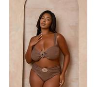 Moda Minx Curve x Alessa Tyrrell-Charles - Top bikini a brassière color talpa glitterato-Neutro 50