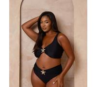 Moda Minx Curve x Alessa Tyrrell-Charles - Top bikini brassière nero con stelle marine 46