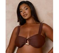Moda Minx Curve x Alessa Tyrrell-Charles - Top bikini color caffè con spalline larghe e dettaglio a cerchio-Marrone 54