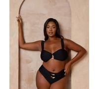 Moda Minx Curve x Alessa Tyrrell-Charles - Top bikini nero con spalline larghe e dettaglio a cerchio 46