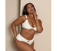 Moda Minx Curve X Bernadette Afia - Top bikini annodato sul davanti color crema con gemme-Bianco 52