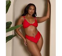 Moda Minx Curve X Bernadette Afia - Top bikini annodato sul davanti rosso con gemme 50