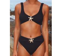 Moda Minx Slip bikini a vita alta Baylys di Moda Minx Seashell Shores con dettaglio a stella marina in metallo fuso small Nero