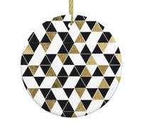 Moda Moderna Nero Bianco Oro Triangoli Ceramica Decorazioni di Natale, Adornos de Navidad rotondo per il tuo albero di Natale Decorazione di nozze