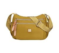 Moda Multicolore Nylon Tessuto Grande Capacità Cerniera Tracolla Regolabile Messenger Bag Body Bag per Ragazze, Giallo, Taglia unica