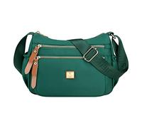Moda Multicolore Nylon Tessuto Grande Capacità Cerniera Tracolla Regolabile Messenger Bag Body Bag per Ragazze, Verde, Taglia unica