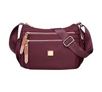 Moda Multicolore Nylon Tessuto Grande Capacità Cerniera Tracolla Regolabile Messenger Bag Body Bag per Ragazze, Rosso, Taglia unica