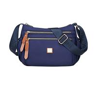 Moda Multicolore Nylon Tessuto Grande Capacità Cerniera Tracolla Regolabile Messenger Bag Courier Bag Donne, Blu scuro, Taglia unica