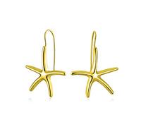 Moda Nautico Spiaggia Tropicale Grande Stella Marina Penzolare Orecchini Filettatore Per Le Donne Pesce Gancio Filo 14K Placcato Oro