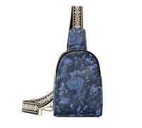 Moda Navy Blue Romantic Roses per San Valentino borsa a tracolla moda fanny pack borsa a tracolla per escursioni, Rose romantiche blu navy per San Valentino