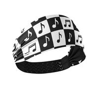 Moda Nero Bianco A Scacchi Nota Raffreddamento confortevole fasce per le donne Fascia elastica per il sudore per la corsa Calcio Palestra Calcio diademi para mujer