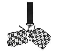 Moda Nero Bianco A Scacchi Note Portafogli Da Donna Custodie Per Carte Piccolo Portatile Carta di Credito Portafoglio Organizer con Portachiavi per Lady 2 Confezioni billetera de Mujer para tarjetas