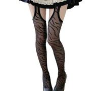 Moda Nylon Pantaloni Plantyhose Zebra Strisce Argento Filato Collant Coscia Scollature Sospensione Calze Per Le Donne Zebra Stampa Argento Filetto Collant