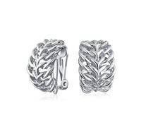 Moda Open Weave Cavo Foglia Piuma Ampia Metà Cerchio Clip Su Orecchini Per Le Donne Non Forate Orecchie Rodio Placcato Ottone