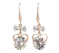 Moda Oro Colorato Cubic Zirconia Orecchini Pendenti Bow Drop Bella Cuore Pendientes Bowknot Orecchino Per Le Donne Gioielli Intelligente