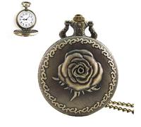 Moda Orologio da Tasca Retro Quarzo Lucido Numeri Romani Modello Rosa Scatola Regalo di Fascia Alta Classica Confezione di Vetro Specchio Compleanno Uomini e Donne Regali Retrò Regalo, Bronze