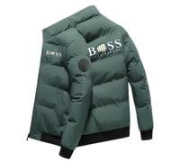 Moda Parka da Uomo, London Invernale da Giubbotto, Giacca a Vento Calda e Grossa, Outdoor Antivento Giubbotto Parka, Bos Logo, Unisex Abbigliamento per Esterni. Verde L