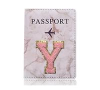 Moda Passaporto Copertura Protettiva Ricamo Lettera Modello Viaggio Passaporto Titolare Del Raccoglitore Regalo PU Custodia In Pelle Cover, A 1488 (Y), Taglia unica